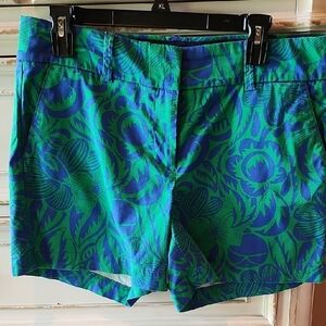 Talbots The Daily Shorts In Floral Green and Blue - Size 10
